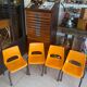 Set of 4 orange school chairs