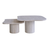 Athena irregular nesting coffee tables in porous natural travertine