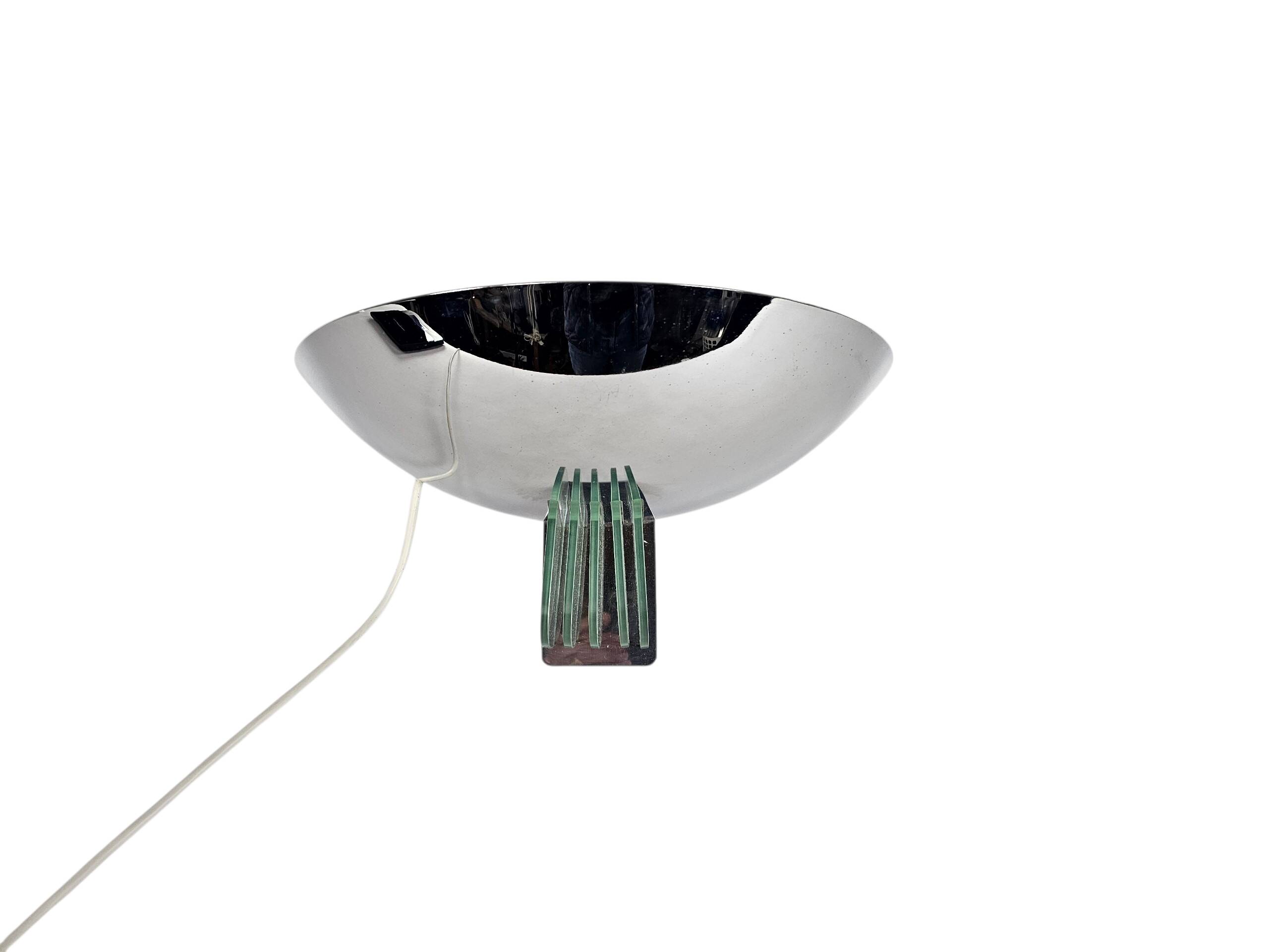 Wall lamp by 'Lumess Swiss' - Vintage - glass, chrome - Swiss design - 70s