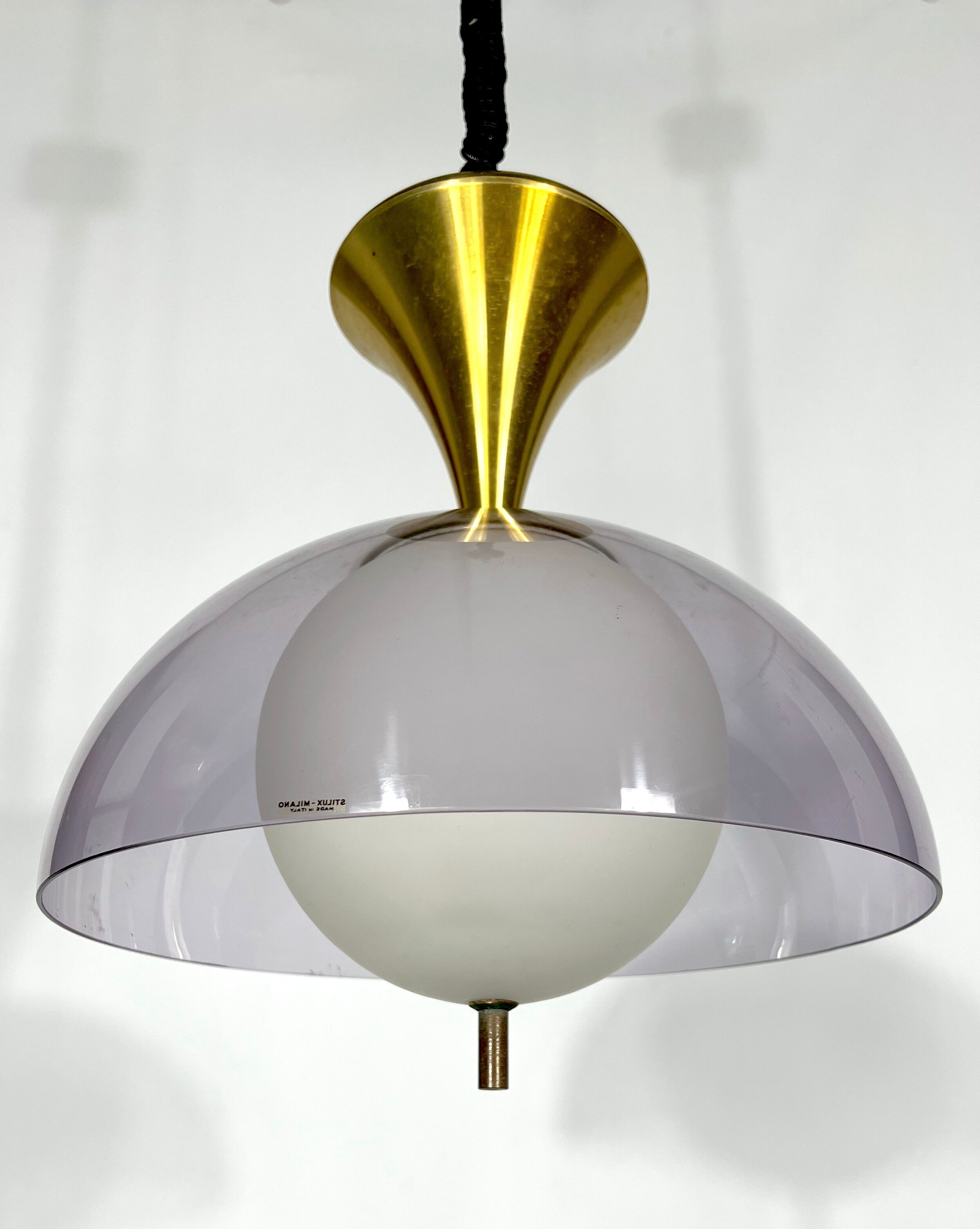 Vintage brass Stilux Milano chandelier, Italy 1960s