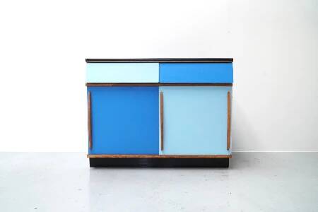 Willy Van Der Meeren, Blue Two-Tone Kitchen Cabinet for Tubax