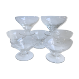 Set of 7 crystal champagne glasses engraved, 50-60s