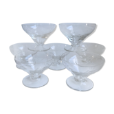 Set of 7 crystal champagne glasses engraved, 50-60s