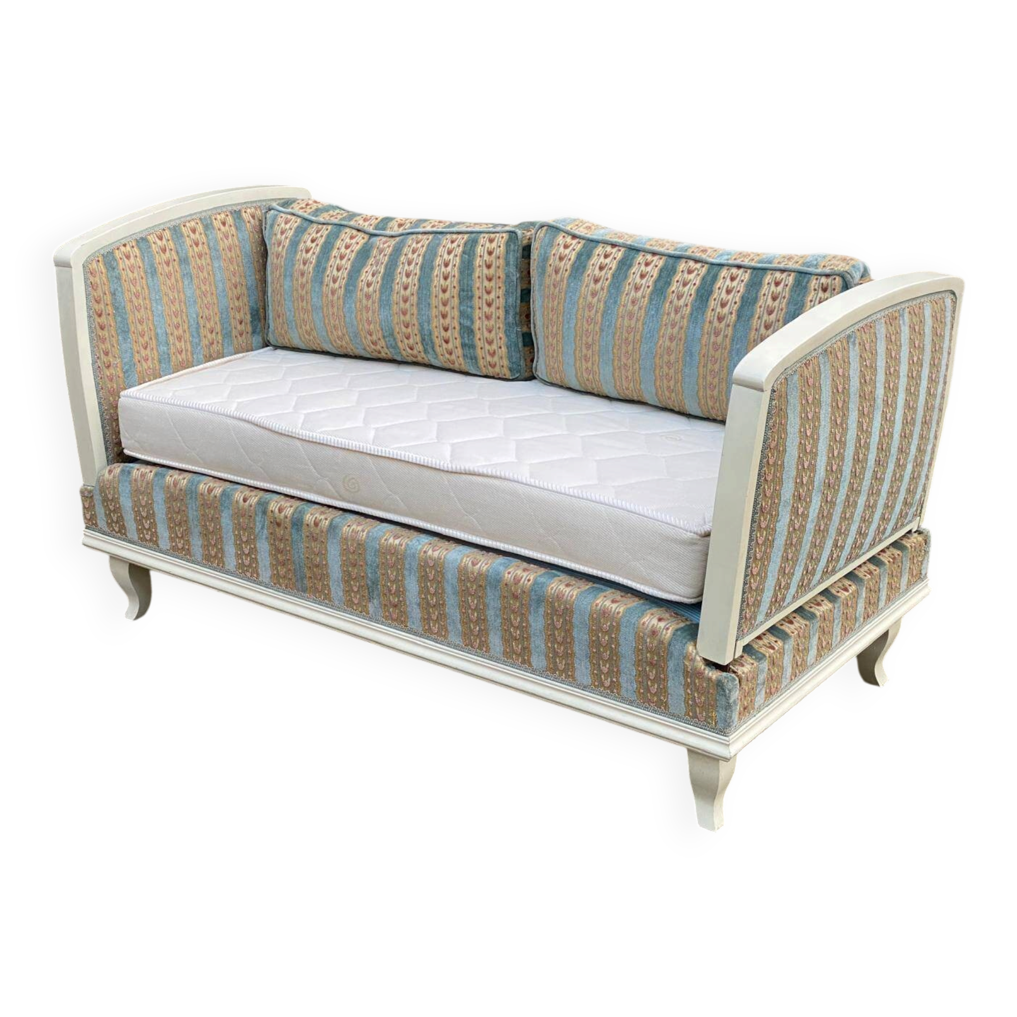 Louis XV velvet bench from the 19th century.