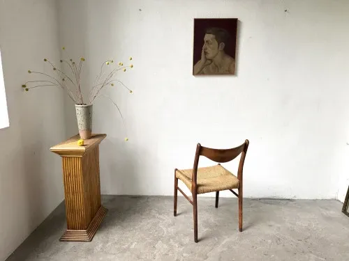 GS60 chair in exotic wood and straw, Arne Wahl Iversen, 1960s