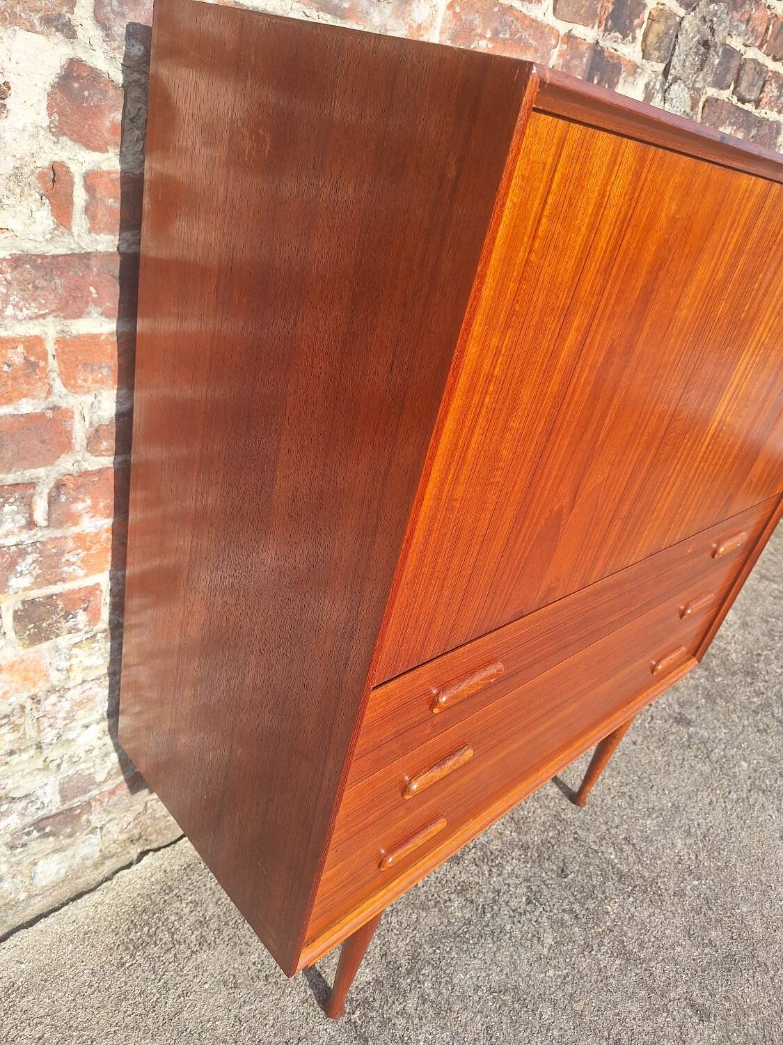 Vintage teak secretary furniture, antique desk