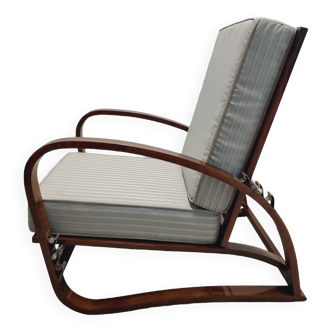 Adjustable H-70 Walnut Bentwood Lounge Chair by Jindrich Halabala, 1930s
