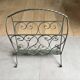 Vintage wrought iron magazine rack in green - 50s style