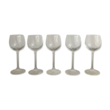5 wine glasses with frosted glass stem