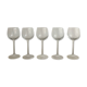 5 wine glasses with frosted glass stem