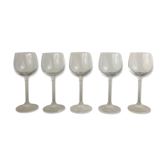 5 verres à vin avec pied en verre dépoli