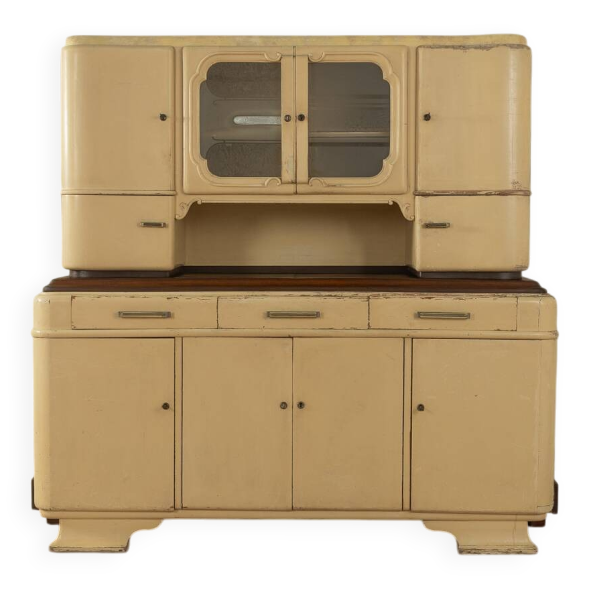 Art Deco kitchen cabinet, 1920s, two-piece