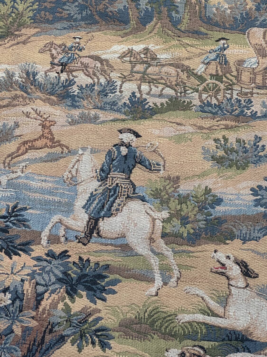 Vintage Aubusson jacquard tapestry "Hunting Scene"