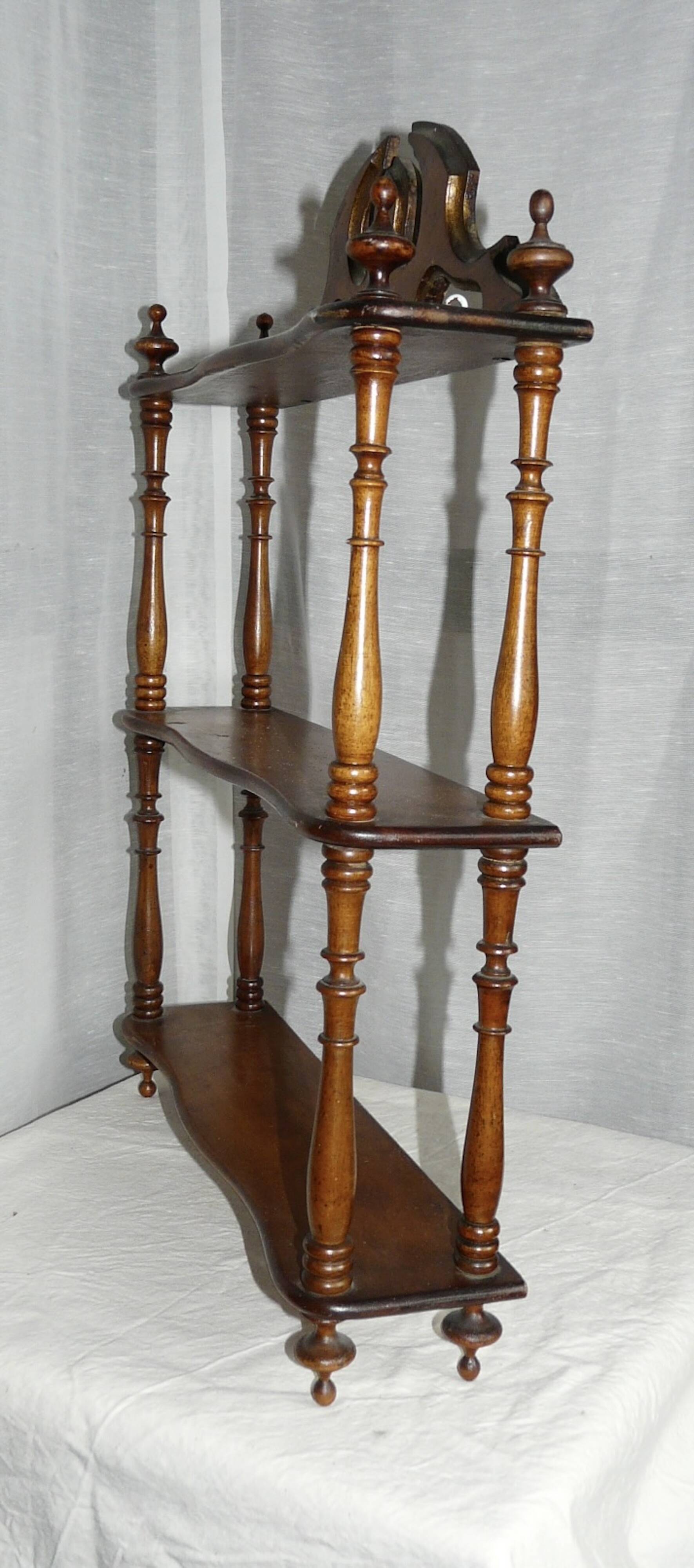 19th century turned wood wall shelf