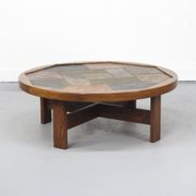 Large Round Vintage Brutalist Coffee Table