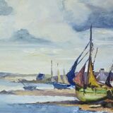Marine painting “Littoral Breton” signed Marijane le Goaster – 1985