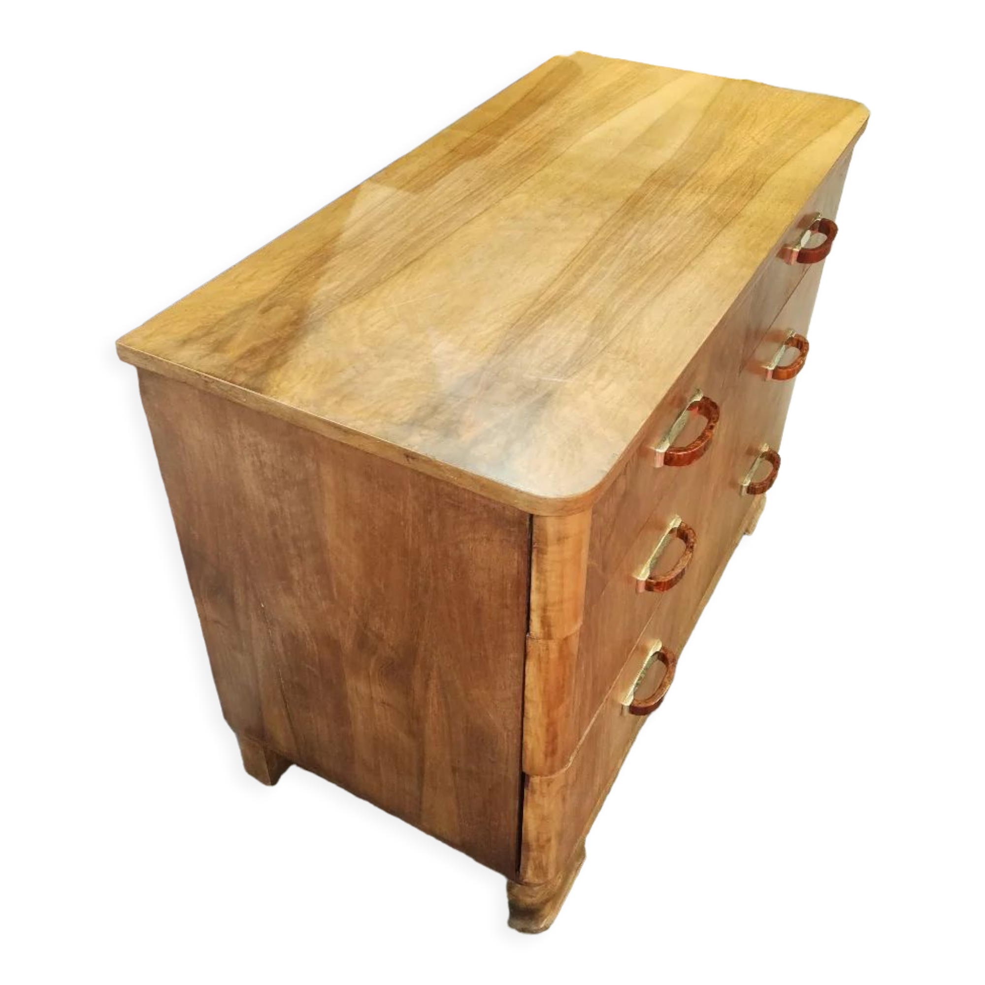 Walnut art deco chest of drawers