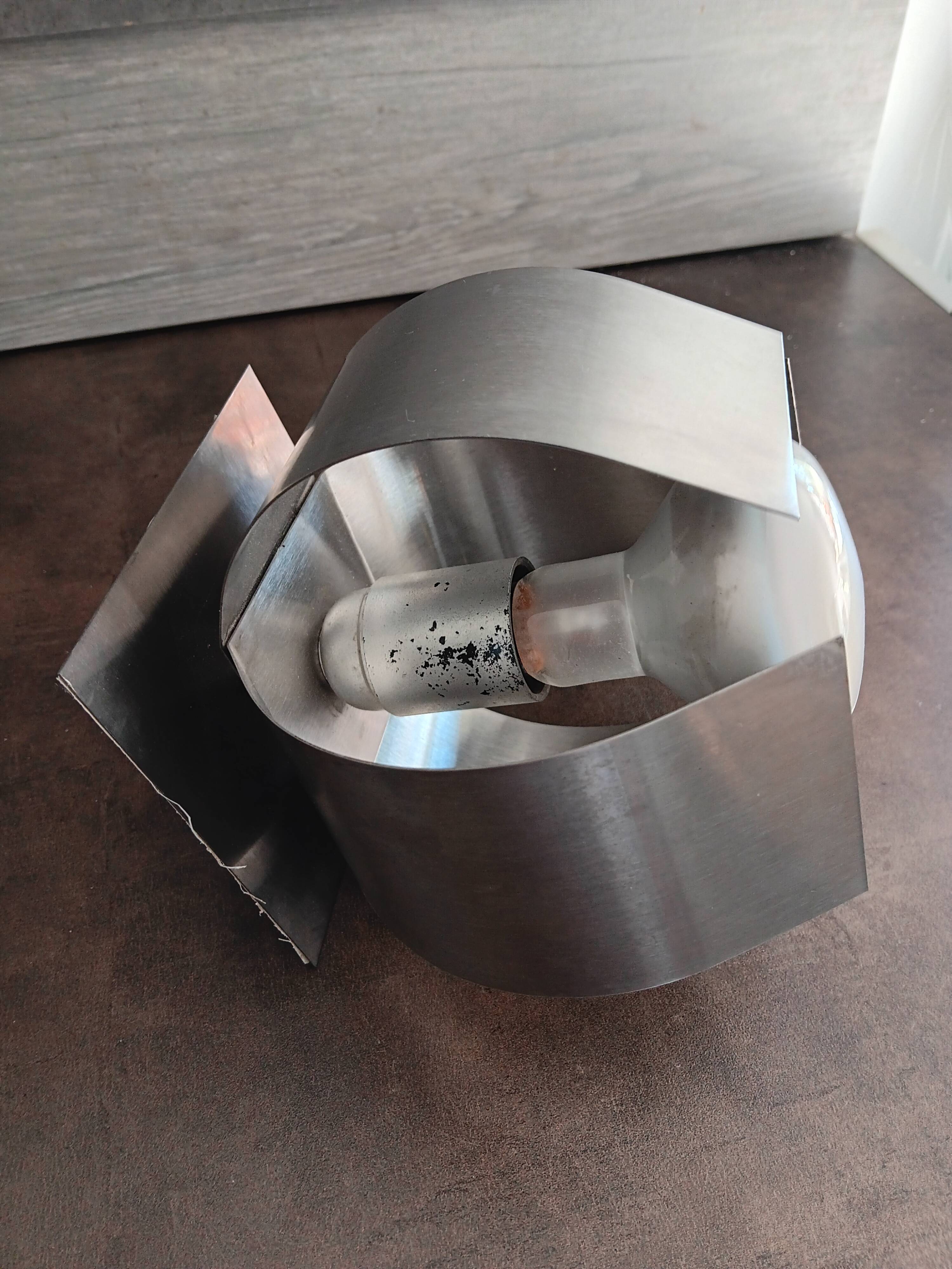 Stainless steel wall light from the 70s