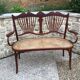 Sofa bench in curved wood and rattan fischel