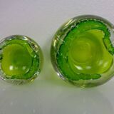 Green Sommerso Murano Glass Ashtrays, Italy, 1960s, Set of 2