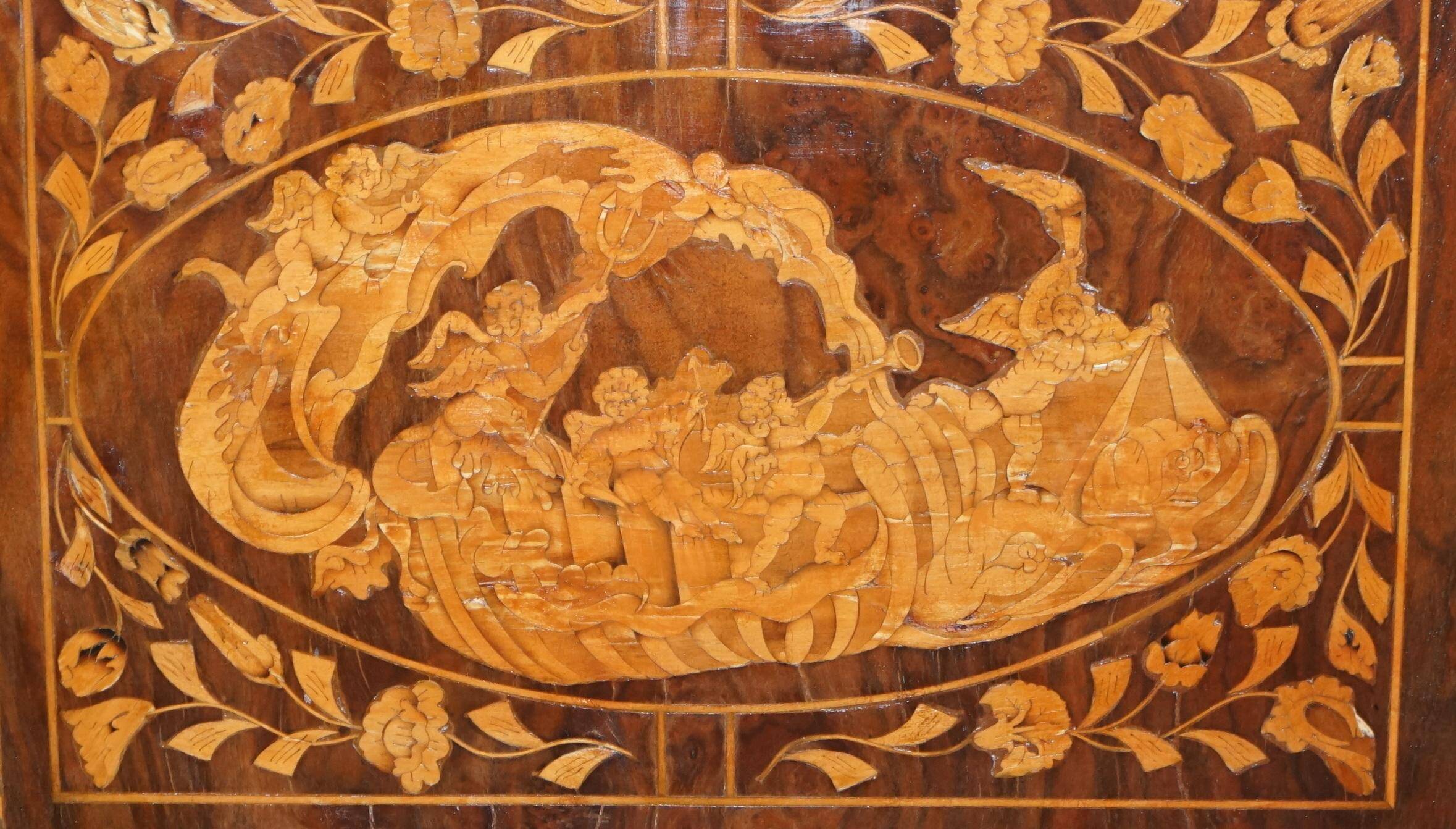 Bureau à caissons jumelés double face avec marqueterie hollandaise antique