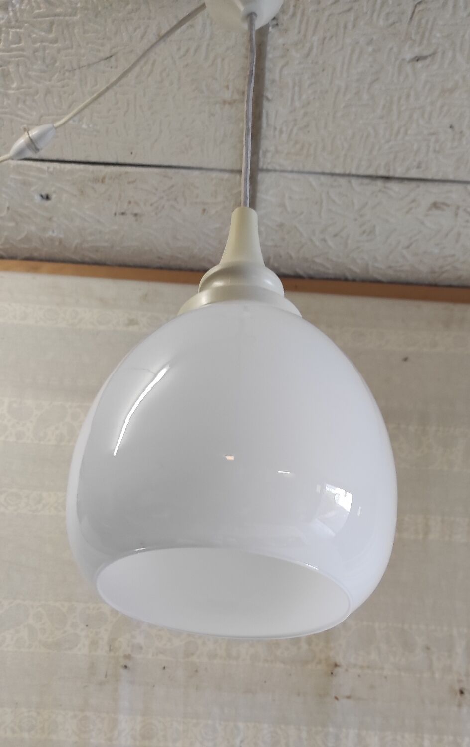 Scandinavian globe opaline suspension style - 1960s/70s