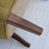 1960s, pair of Danish armchairs, green furniture wool, ash wood legs.