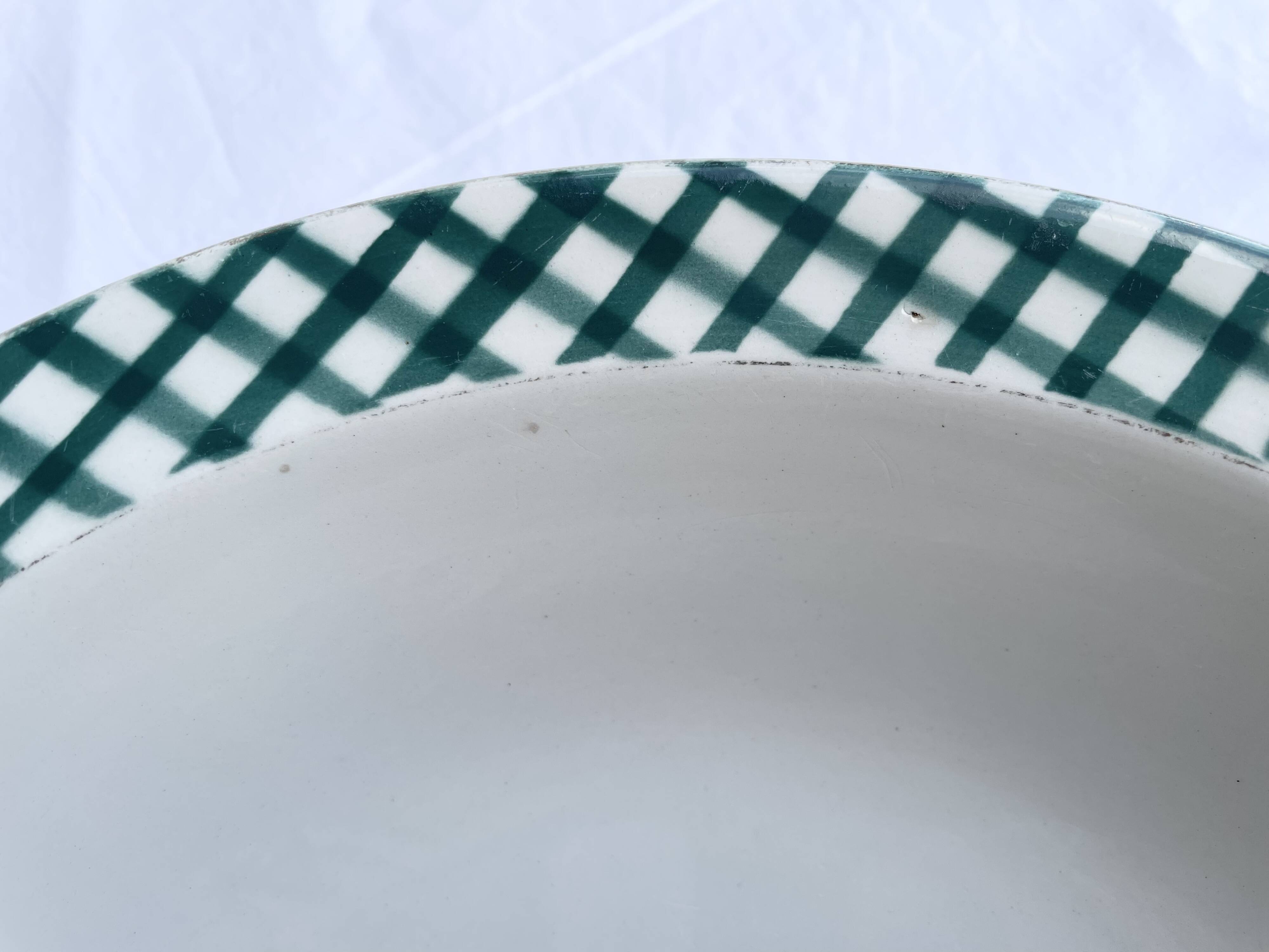 Serving dish Digoin & Sarreguemines "Scottish" pine green and gold years