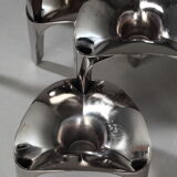 Set of 9 modular candle holders in chromed metal, nagel germany