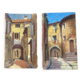Pair of paintings Alleys of Roquebrune Var