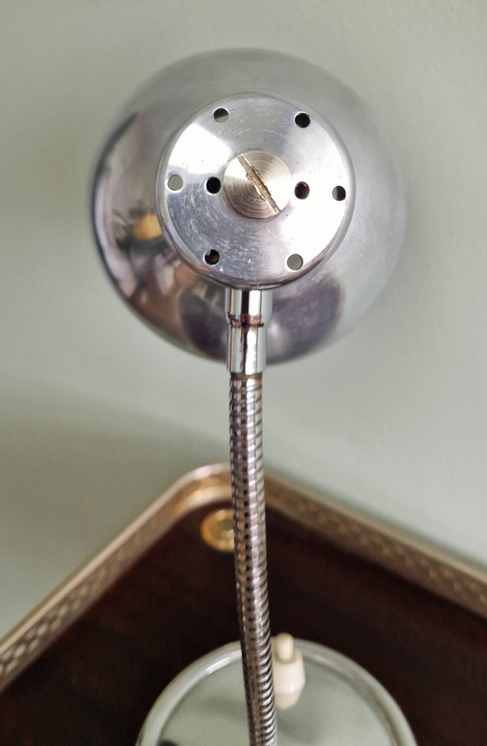 Polished aluminum desk lamp from the 1950s