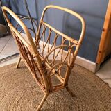 Vintage rattan magazine rack