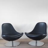 Pair of Tirup Ikea leather armchairs