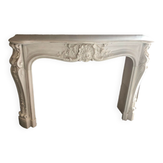 Cheminée neuve marbre blanc style louis XVI