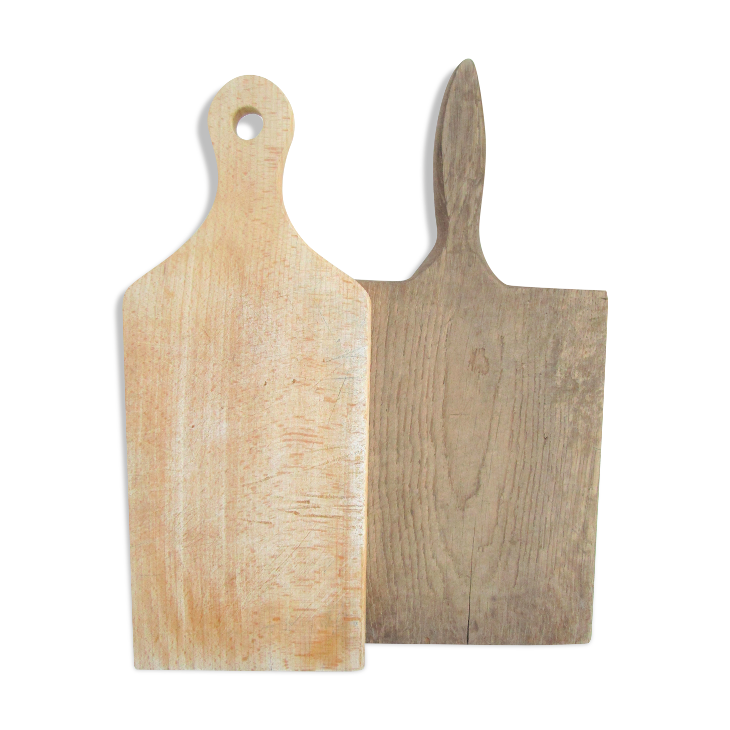 Two vintage solid wood cutting boards