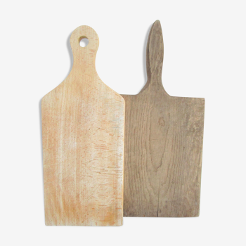 Two vintage solid wood cutting boards