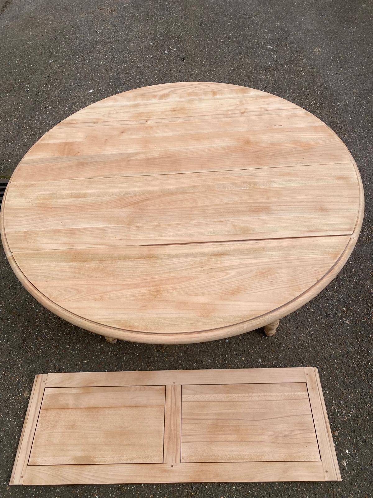 Renovated Louis Philippe extendable round banquet table with leaves, 10 feet.