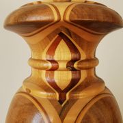 Vintage Handcrafted Wooden Vase: Unique Woodturning Sculpture, Dried Flower