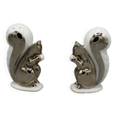 ANTIQUE PAIR OF SALT AND PEPPER SHAKERS SQUIRREL ART DECO PORCELAIN LIMOGES 19