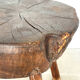 Large brutalist solid wood round tripod side table