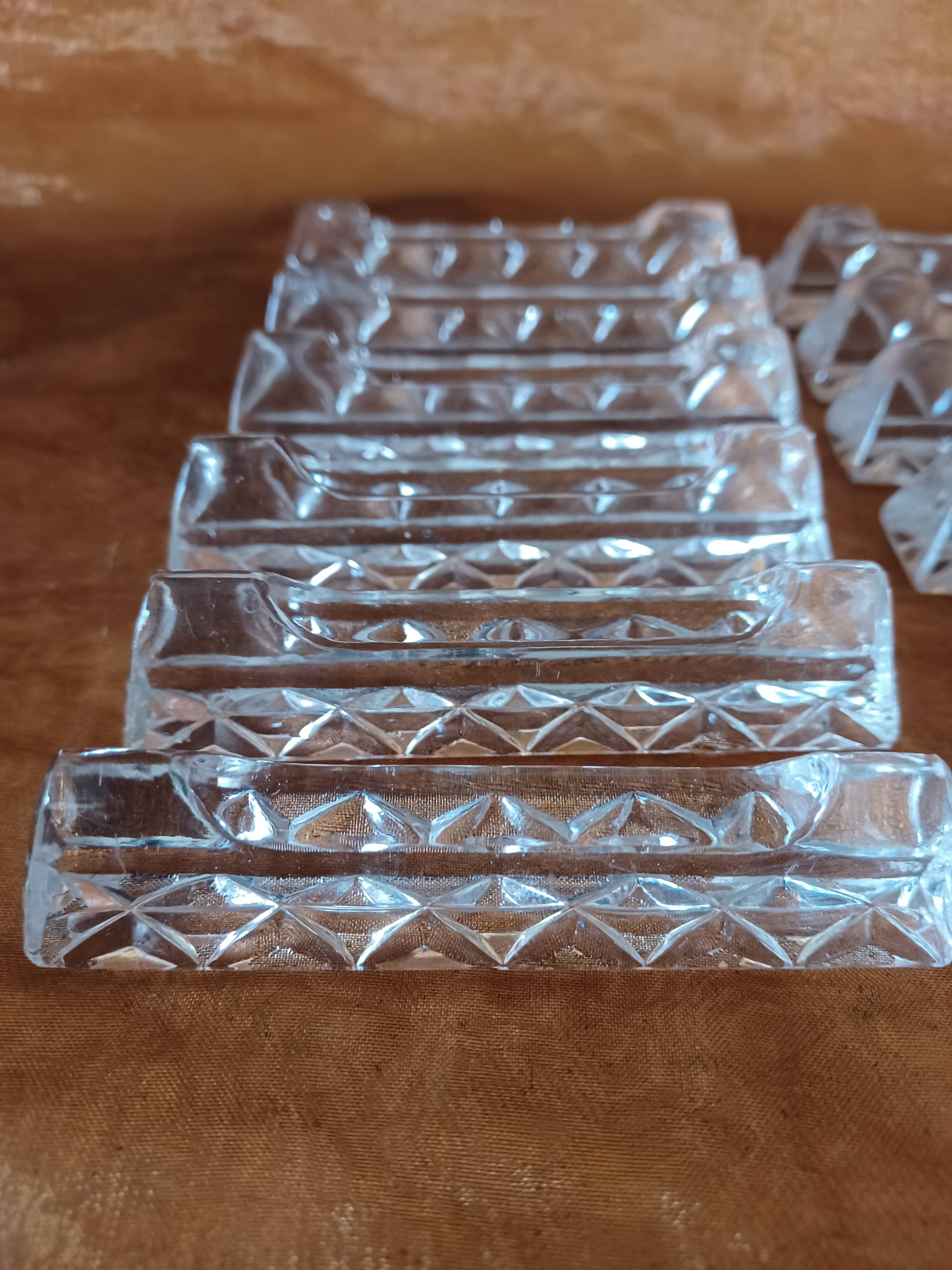 12 cut crystal knife holders.