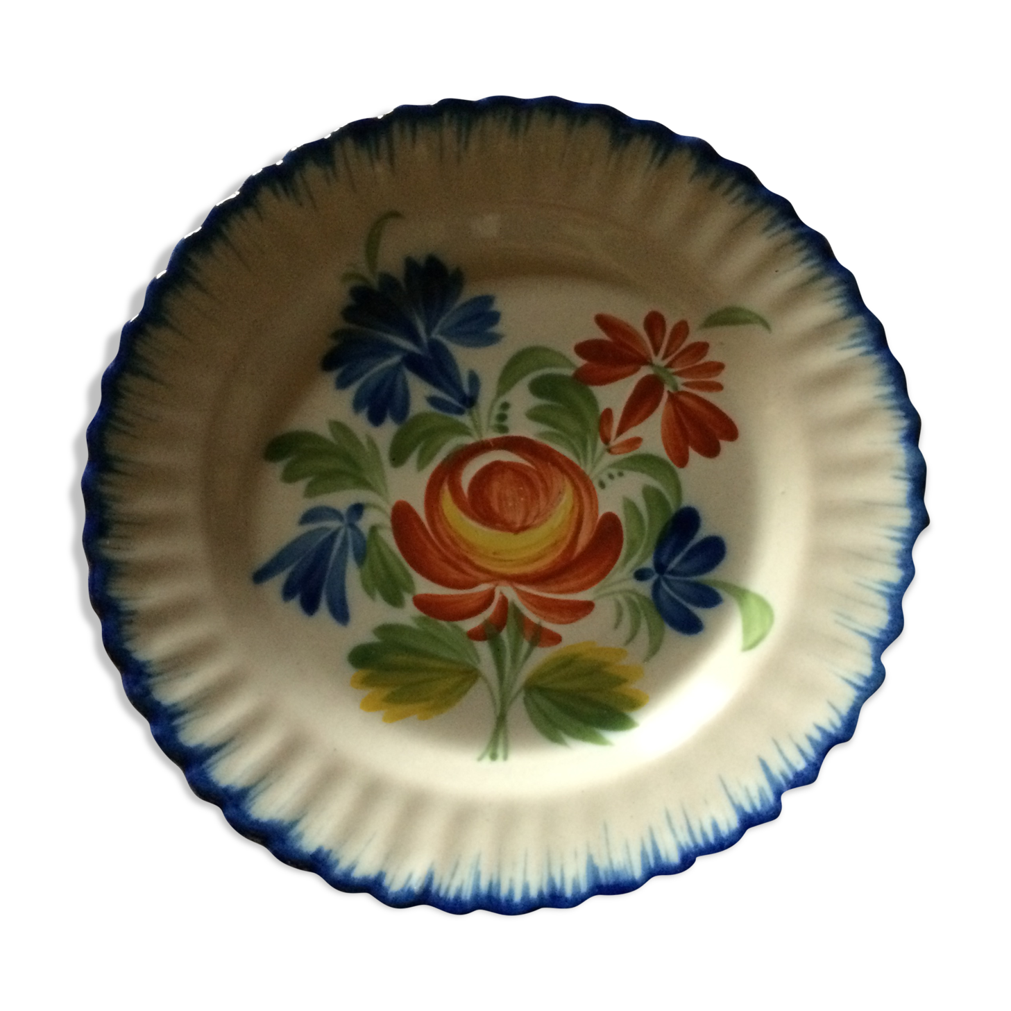 Assiette ancienne en faïence d'Auvillar de Thiviers