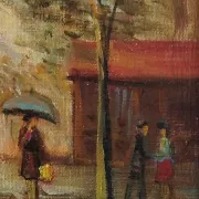 Michel Pabois - Parisian Terrace - Oil on canvas.