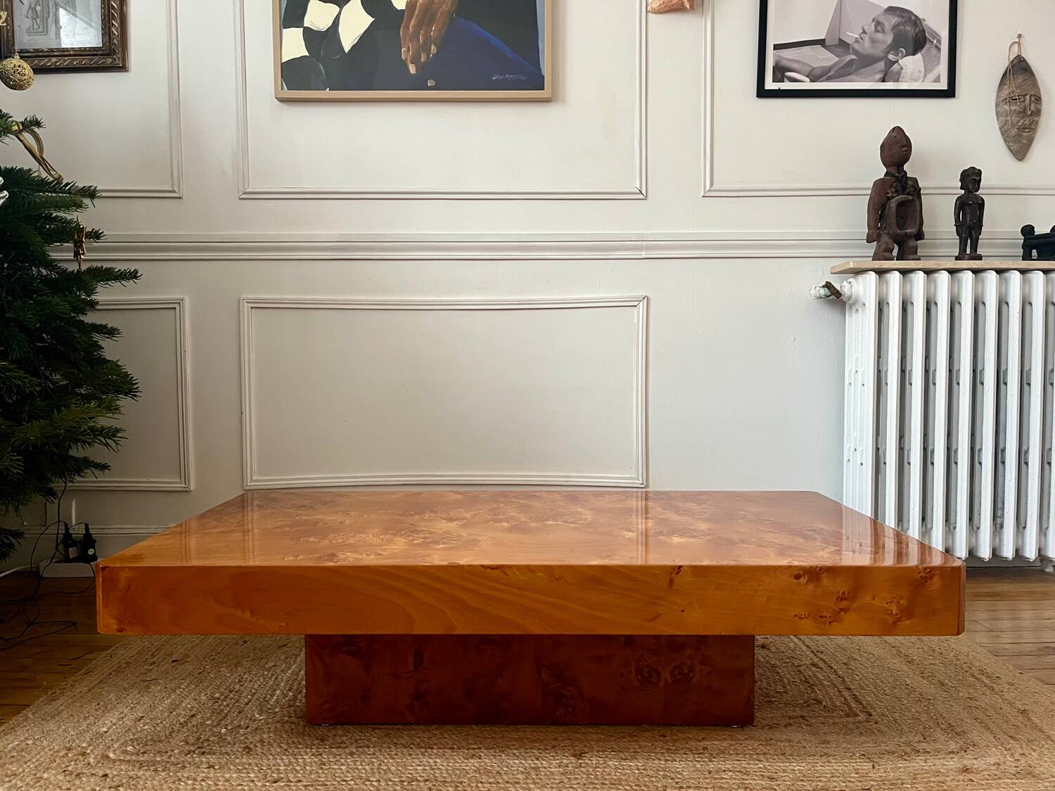 Rochebobois elm burl coffee table, 1970s