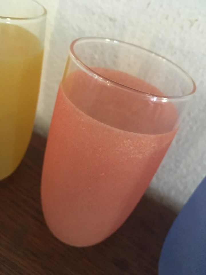 Orange ade glasses in granite-colored glass