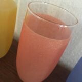 Orange ade glasses in granite-colored glass