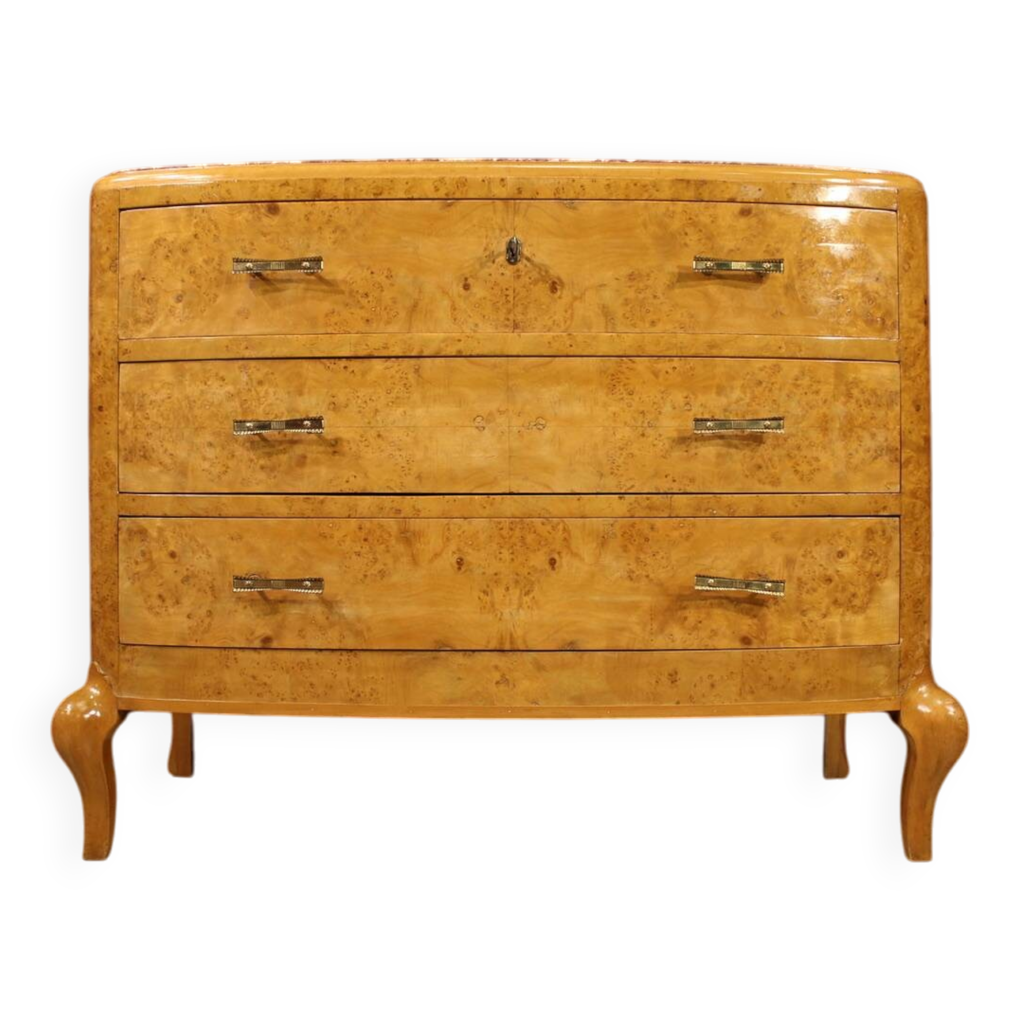 Commode en bouleau du XXe siècle avec plateau en marbre