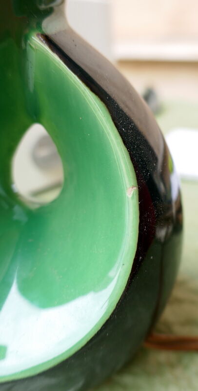 Vintage green and black ceramic lamp foot