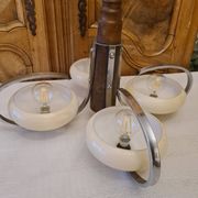 1950 Vintage Lustre Ceiling Light with 4 Opaline Shades