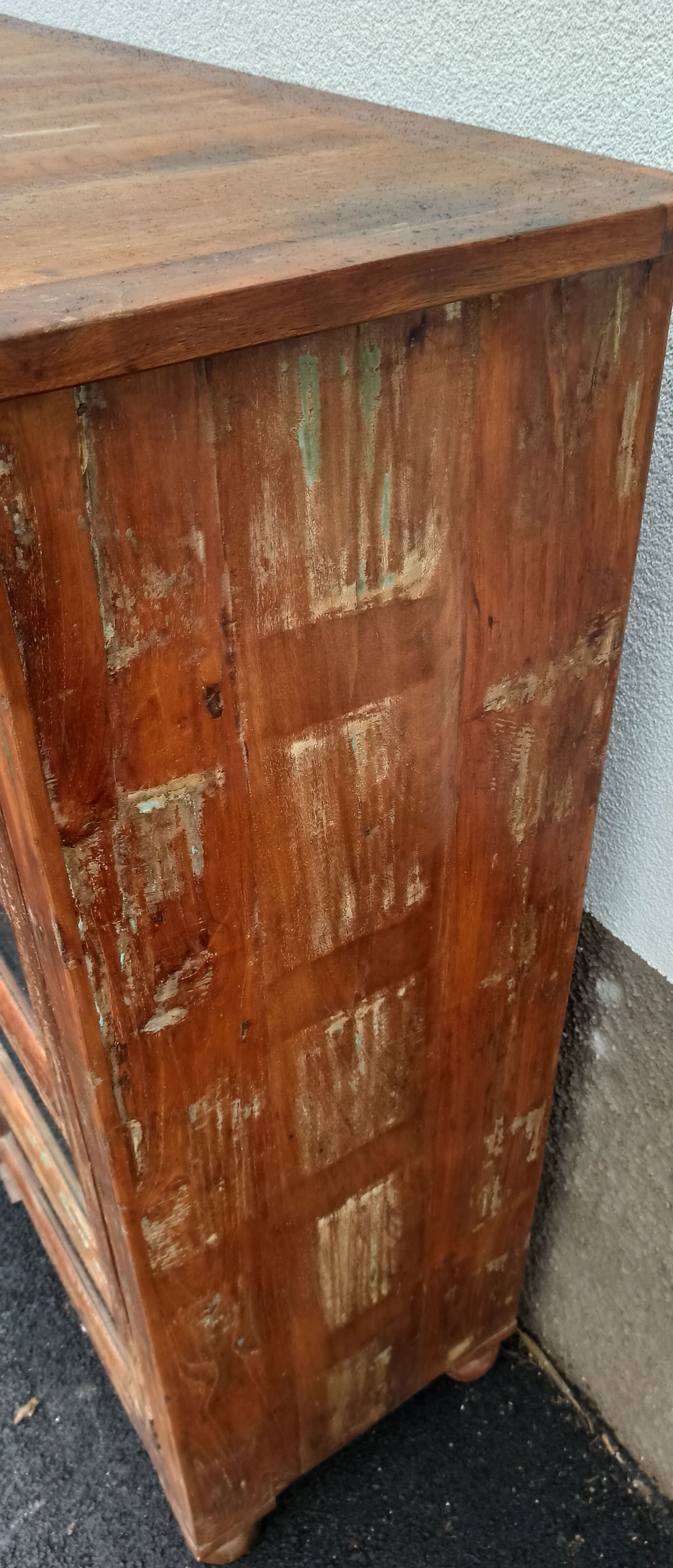 Colorful wooden window with two doors